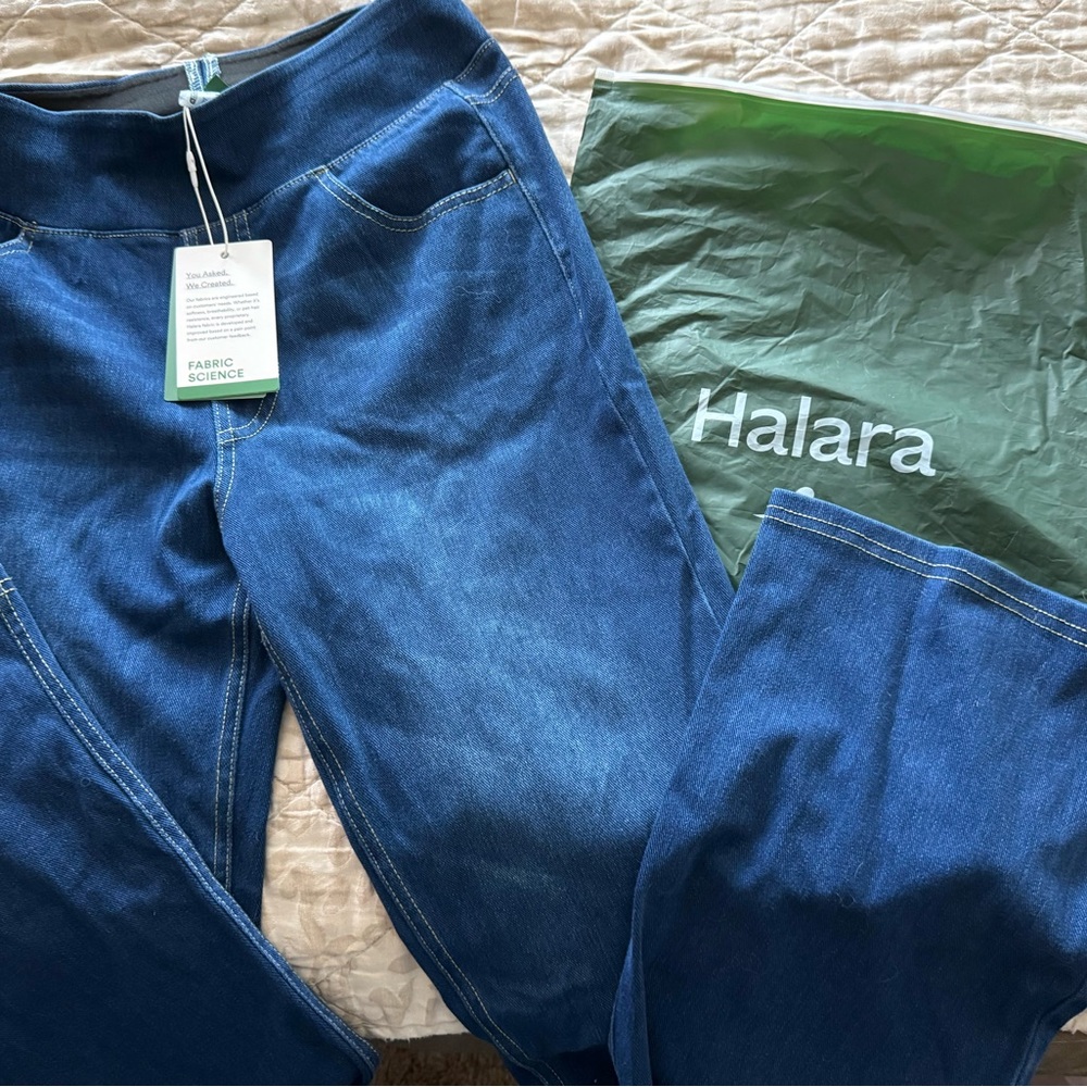 Halara Blue Denim-Look Active Pants
